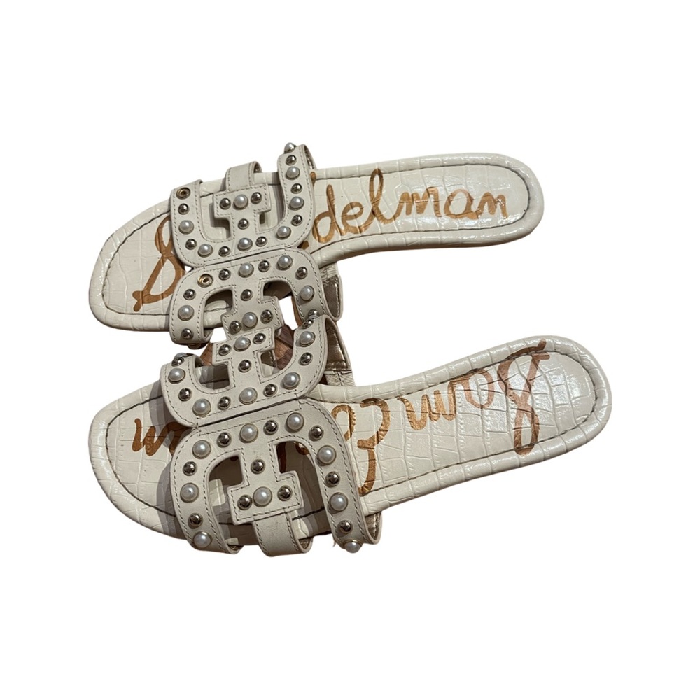 Sam Edelman white studded slide on flats